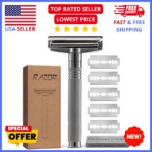 Adjustable Metal Safety Razor for Men – Smooth Double Edge Shave, Eco-Fr... - £14.97 GBP
