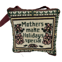 Vintage Needlepoint Christmas Pillow Door Hanging Mothers Make Holidays Special - £9.74 GBP