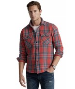 Polo Ralph Lauren Men&#39;s Classic Fit Plaid Brushed Twill Shirt Red Multi-2XL - $69.99