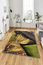LaModaHome Area Rug Non-Slip - Green Leaf Soft Machine Washable Bedroom Rugs Ind - £25.31 GBP+