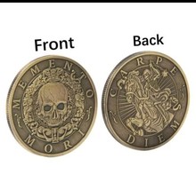 Memento Mori &quot;Carpe Diem &quot; 1oz Bronze Coin Latin skull rider - $12.37