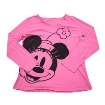 Disney Shirt Womens L Pink Minnie Mouse Print V Neck Long Sleeve Sleepwear - $18.69