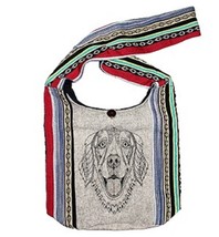 Dog 419 Golden Retriever Cotton Tote Boho Bag Purse Button Enclosure - £15.56 GBP