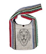 Dog 419 Golden Retriever Cotton Tote Boho Bag Purse Button Enclosure - £15.82 GBP