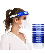 10 Pack Reusable Clear Full Face Shields Anti Splash w Sponge Pad Elasti... - $17.81