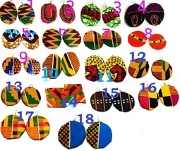 African Fabric Ankara Kente Prints Dangle Hook Drop Earrings - £5.60 GBP