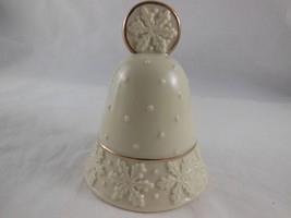 Lenox Handcrafted Snowflake Christmas Porcelain Bell Ivory 24K Gold Trim... - £4.84 GBP