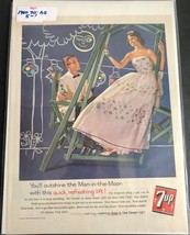 Vintage 1960 7UP Couple on Swing Man-In-The Moon Print Ad Art Poster For Framing - £6.36 GBP