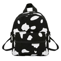 Cow Milk Print Backpack Women Canvas Fashion Shoulder School Bag for Teenage Gir - £14.94 GBP