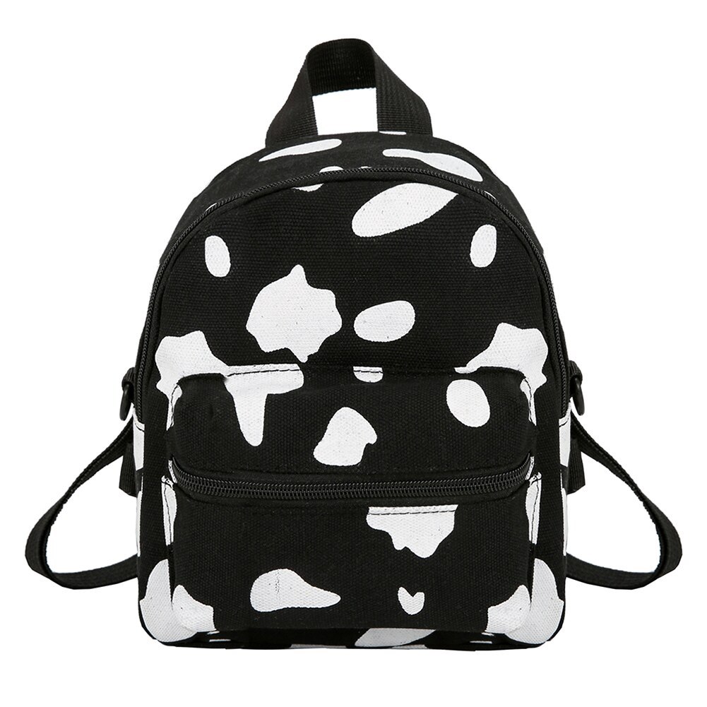 Primary image for Cow Milk Print Backpack Women Canvas Fashion Shoulder School Bag for Teenage Gir