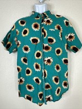 Empyre Green Floral Shirt Button Up Mens Size Large L Short Sleeve - $11.14
