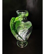 Lalique Tanega  Crystal  14&quot; Tall Green Leaf  Vase - €9.867,85 EUR