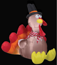 THANKSGIVING HOLIDAY 6 FT AIR INFLATABLE TURKEY Light Up Outdoor Home Ya... - £76.29 GBP