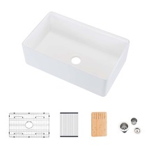 Farmhouse Fireclay Kitchen Sink: 33x20" w/ Accs - $409.99