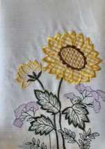Nevada Sunflowers Beige Yellow Embroidered Decorative Kitchen Curtain 3 Pcs Set - £15.73 GBP