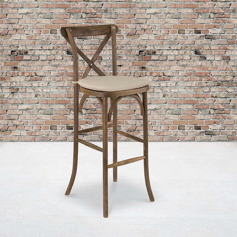 Antique Cross Back Barstool XA-X-BAR-GO-BC-GG