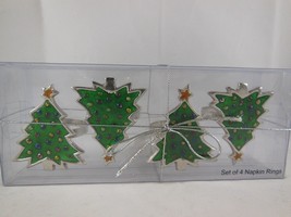 Set of 4 Kemp &amp; Beatley Christmas Christmas Napkin Rings Metal &amp; Glazed ... - $350.43 MXN
