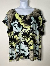 Lane Bryant Womens Plus Size 26/28 (3X) Blue/Green Floral Top Short Sleeve - $18.49