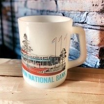 Vintage Federal MILK GLASS Coffee Tea Mug UNION NATIONAL BANK Made in USA - $7.69
