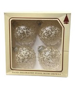 Krebs 4 Christmas Ornaments Hand Decorated Glass Crowns Vintage Floral V... - $14.96