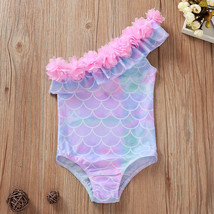 NEW Mermaid Girls Purple Ruffle Swimsuit 2T 3T 4T 5T - £8.59 GBP