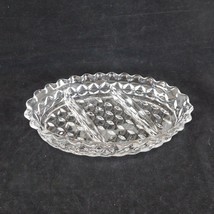 Fostoria American Clear 3-Part Dish Divided Oval Relish Candy Nut Cube Motif Vtg - £15.33 GBP