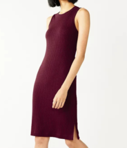 Nine West Plum Ribbed Crewneck Sleeveless Midi Bodycon Dress Size L NWT - $29.99