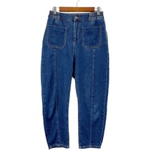 Zara Womens 4 Baggy Jeans Seamed Dark Wash Denim Front Patch Pockets Retro - £19.21 GBP