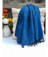 Navy Yak Wool Meditation Blanket 'XL' | Yogic Shawl | Travel Friendly Wraps | Bi - £69.41 GBP