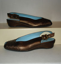THIERRY RABOTIN Women&#39;s Italian Bronze Leather Dress Loafers Pumps 35 EU... - $79.99