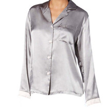 Linea Donatella Womens Satin Notch Collar Top Size Small Color Pink/Silver - $25.00