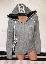 Victoria&#39;s Secret Pink Gray Marl Black White Silver Bling Perfect Full Zip - XS - £83.92 GBP