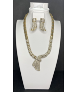 Premier Designs Jewelry Silver Rhinestone Statement Necklace &amp; Earrings ... - £39.32 GBP