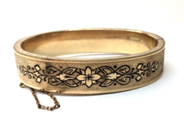 Antique Victorian Bates &amp; Bacon Gold Filled Hinged Bracelet with Safety ... - $199.99