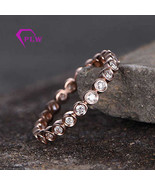 Round Moissanite Full Eternity Stack Ring 925 Silver Moissanite Engageme... - $333.75 CAD