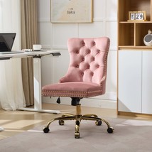 Modern Pink Velvet Tufted Home Office Chair | Adjustable Swivel - $123.99