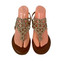Zigisoho Womens Mariane Sandals 8.5 Beige T Strap Thong Rhinestones - £17.11 GBP