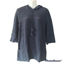 Pure Jill Blue Pullover Hooded Knit Sweater sz m - £16.34 GBP