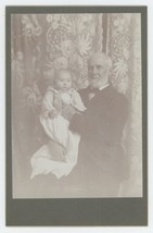 Antique Circa 1900s Cabinet Card Older Man With Beard Holding Adorable Baby - £11.00 GBP