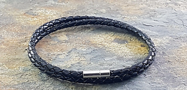 Double Leather Bracelet Black - £12.22 GBP