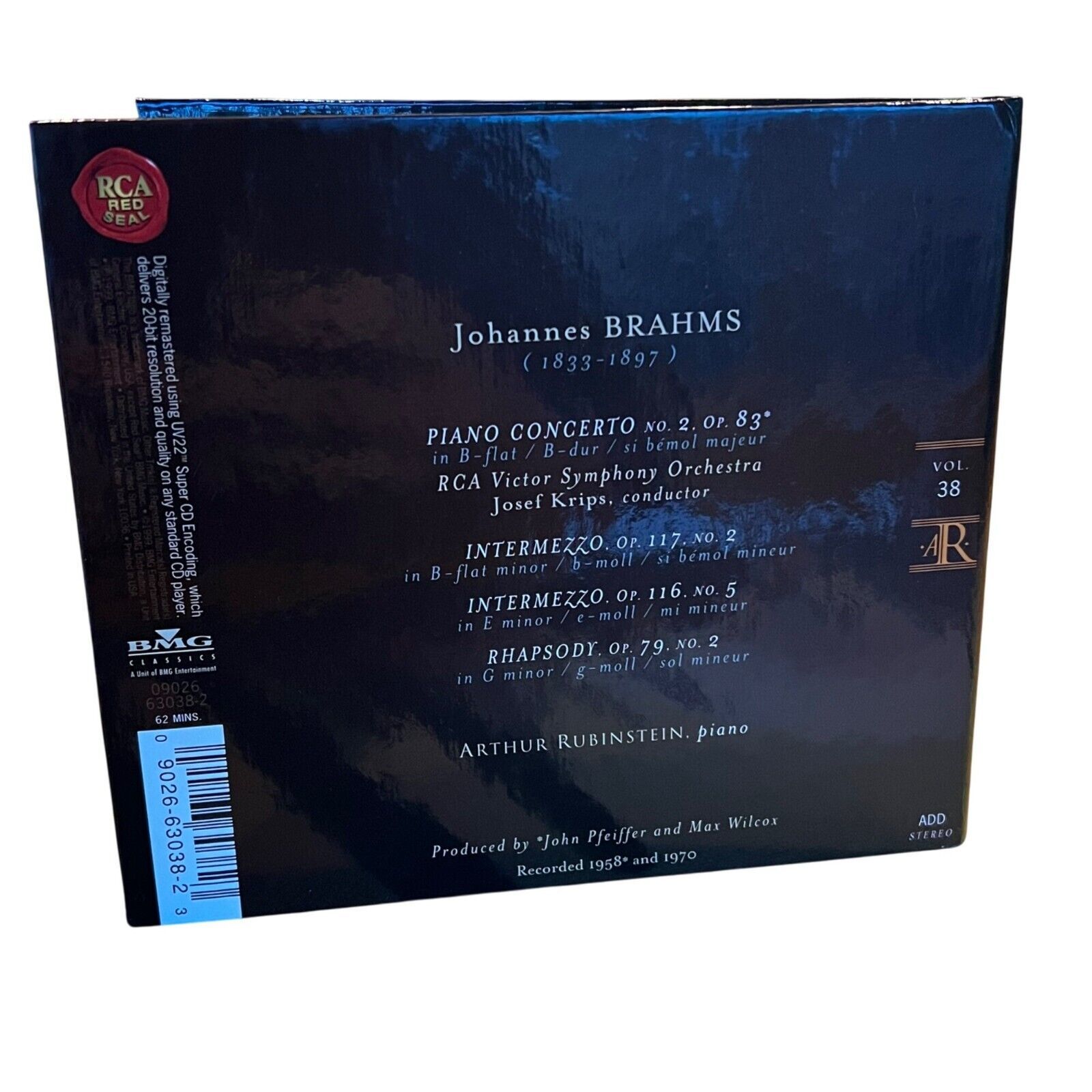 Arthur Rubinstein Brahms Piano Concerto No.2 Vol.38 CD & Booklet RCA Symphony Item image 2