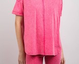 Very J Washed Stretchy Knit Activewear Top &amp; Shorts Hot Pink - $48.00