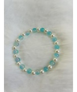 Ocean waves, Multi-colored blue and white glass beads with faux pearls - £5.64 GBP