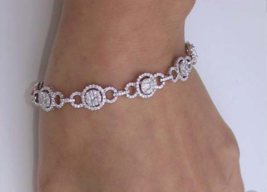 8.00 Ct Round Cut Simulated Diamond Tennis Bracelet 7.25" 14K White Gold Plated - £181.07 GBP