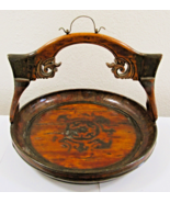 Antique 19th Century Hand-Carved Chinese Wooden Offering Basket with Design - $404.19 CAD