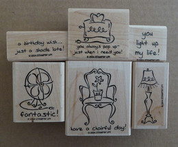 New 6pc Stampin Up Furnished With Love Home Decor Phrases House Rubber Stamp Set - £11.86 GBP