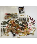 Huge Lot Bass Fishing Soft Lure - Worms Minnows Jig Grub Fishtrap Plasti... - $61.08 CAD