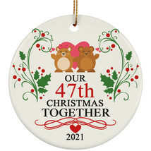 Our 47th Christmas Together 47 Year Anniversary Bear Couple Love Circle Ornament - £15.54 GBP