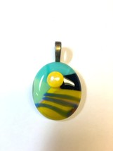 Sunny Fields Fused Glass Oval Pendant with Raised Accent - £15.98 GBP