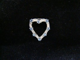 Vintage Silver-Toned Heart with Blue Rhinestones Pin/Brooch, Beautiful Accessory - £8.92 GBP